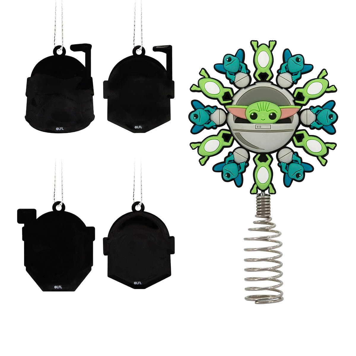 Hallmark Star Wars: The Mandalorian - Decoración para árbol de Navidad en Miniatura de 5 Pulgadas y Mini Adornos de 1.7 Pulgadas, Juego de 5 Adornos inastillables, 4 de Mayo