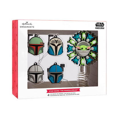 Hallmark Star Wars: The Mandalorian - Decoración para árbol de Navidad en Miniatura de 5 Pulgadas y Mini Adornos de 1.7 Pulgadas, Juego de 5 Adornos inastillables, 4 de Mayo
