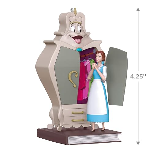Hallmark - Adorno navideño de Recuerdo 2025, Disney Beauty and The Beast Belle con el clóset, Regalos para fanáticos de Disney