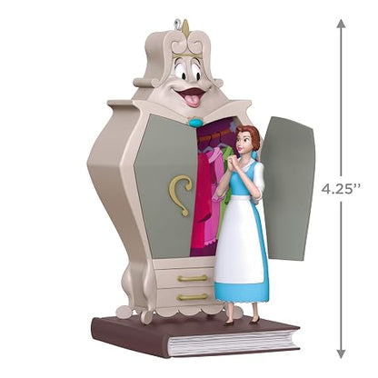 Hallmark - Adorno navideño de Recuerdo 2025, Disney Beauty and The Beast Belle con el clóset, Regalos para fanáticos de Disney