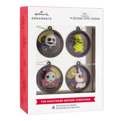 Hallmark Disney Tim Burton's The Nightmare Before Christmas Scenes Mini Adornos de Navidad, irrompibles, Juego de 4