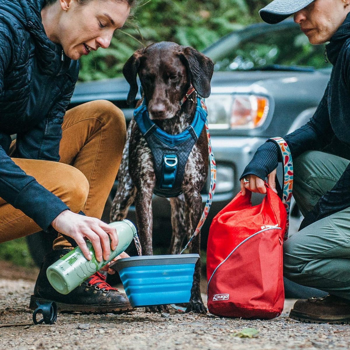 Kurgo Bolsa de Comida para Perros Kibble Carrier | Azul costero y rojo chile, capacidad 5 libras, plegable, libre de BPA, fácil de limpiar