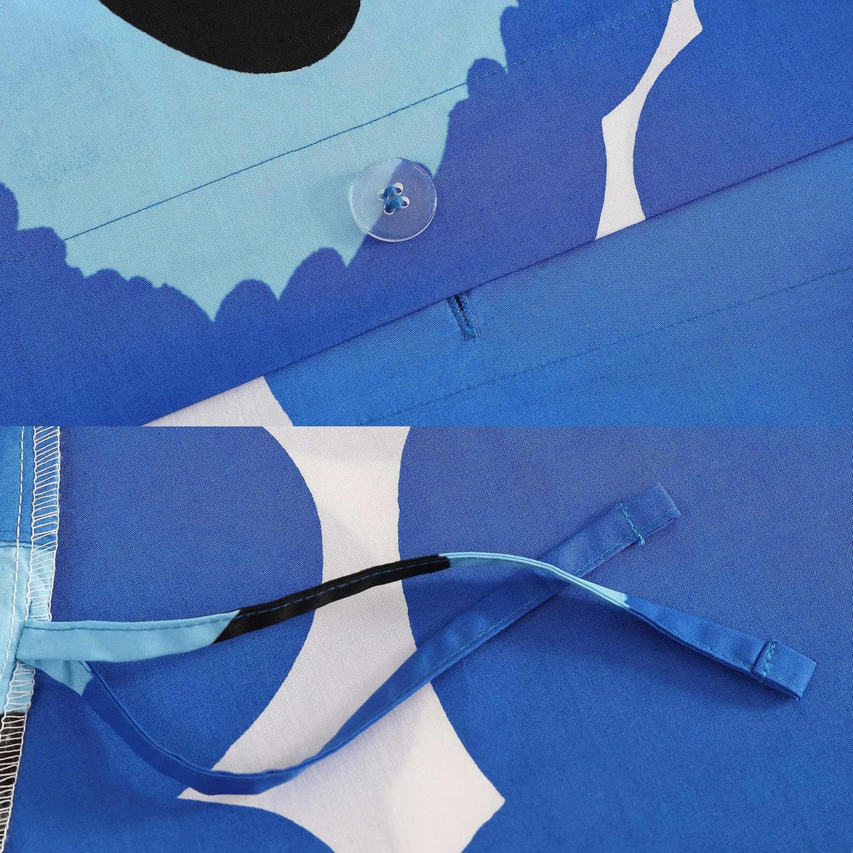 MARIMEKKO - Juego de Funda de edredón Reversible tamaño Full/Queen, percal de algodón con Fundas Decorativas a Juego, diseño Floral Unikko en Azul, Ropa de Cama para el hogar