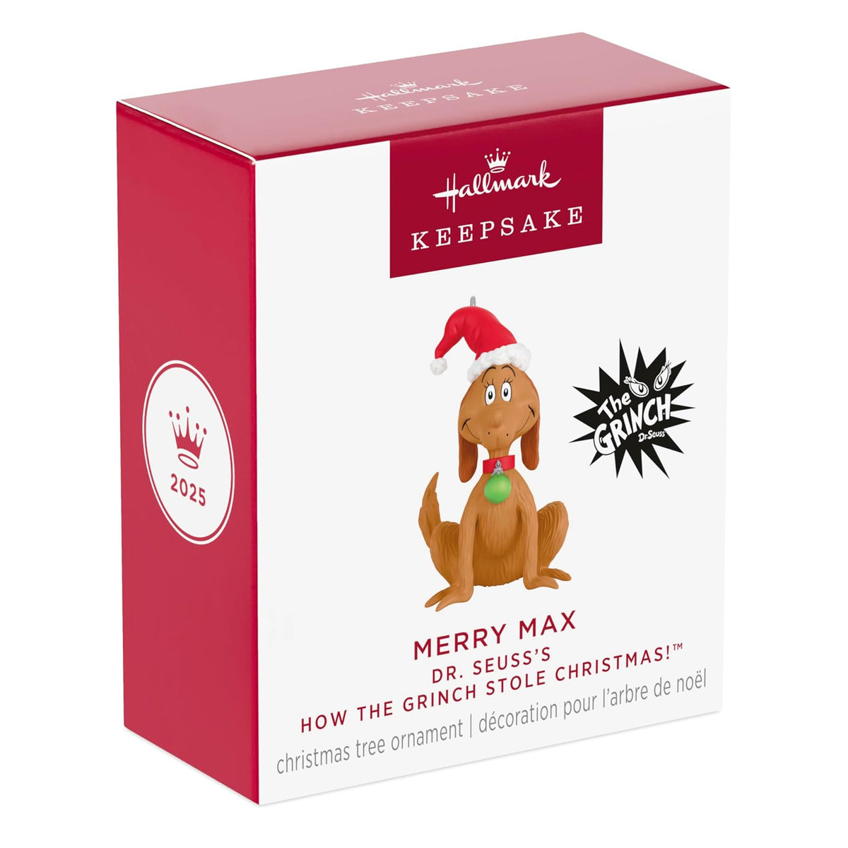 Hallmark - Mini Adorno de Navidad de 1.25 Pulgadas 2025, Dr. Seuss's How The Grinch robó la Navidad Merry MAX, Regalos de película de Navidad