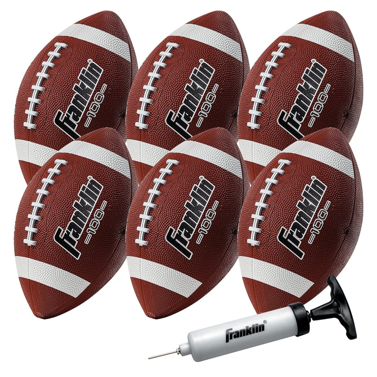 Franklin Sports Pelota de Fútbol Americano Infantil Grip-Rite - Café - Blanco - 6 bolas