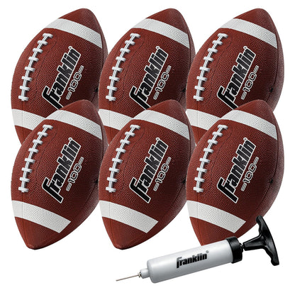 Franklin Sports Pelota de Fútbol Americano Infantil Grip-Rite - Café - Blanco - 6 bolas