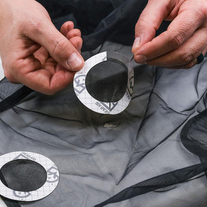 GEAR AID - Parches de Malla tenaces para Reparar Agujeros en Tiendas de campaña, mosquiteras, sin Transparencia y más, Rondas de 3 Pulgadas, 4 Parches