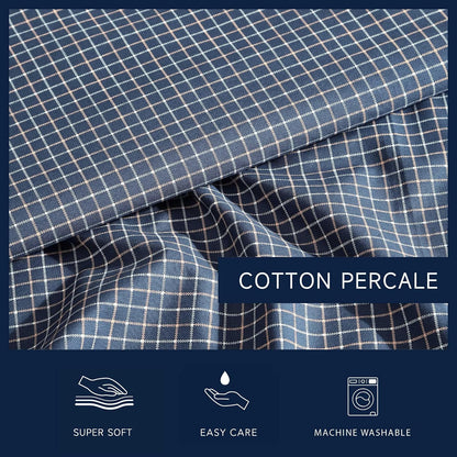Nautica - Juego de sábanas matrimoniales, algodón de Alta Calidad, decoración del hogar a Cuadros, Certificado Oeko-Tex (Reece Plaid Navy, Full)