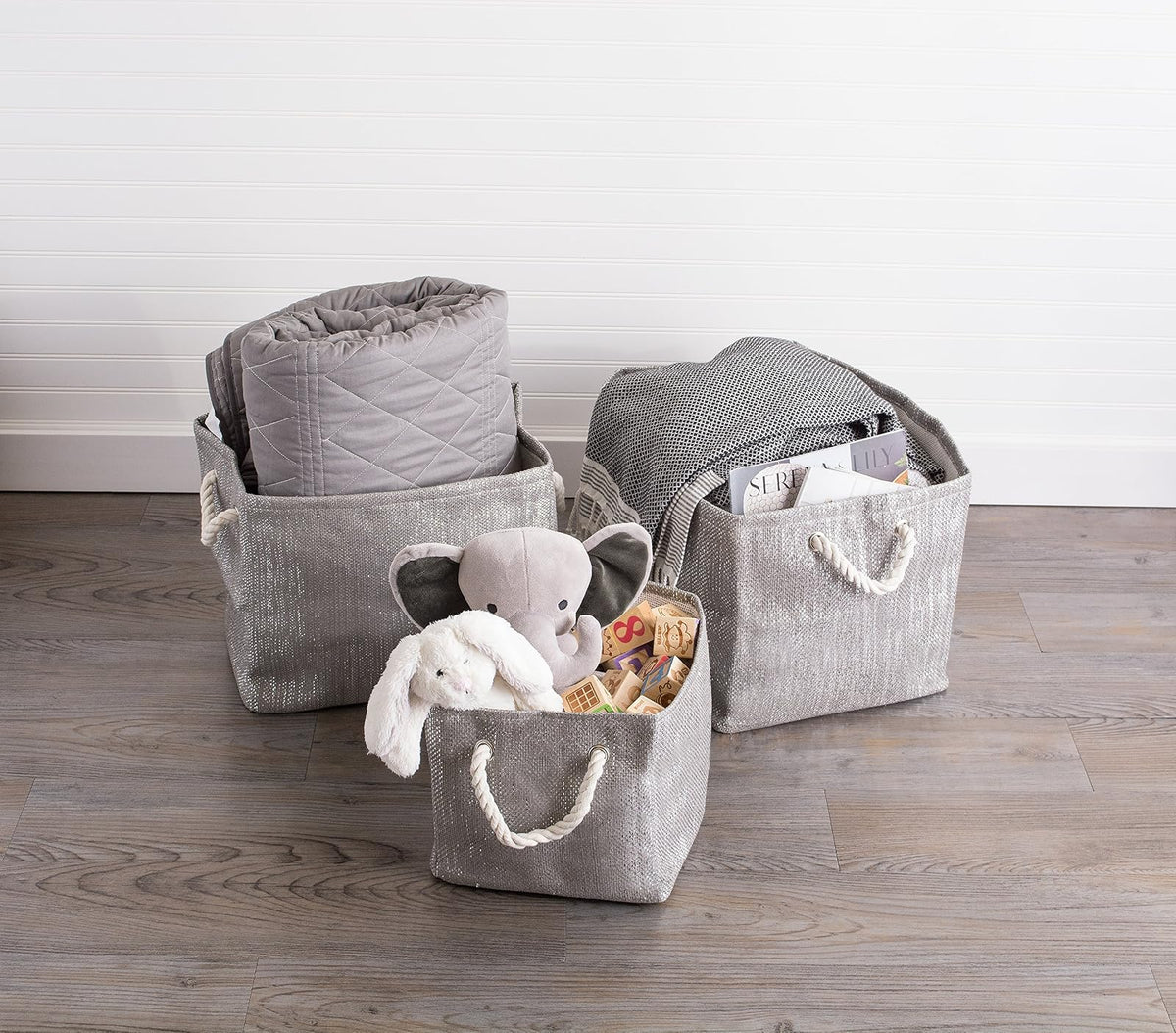 DII CAMZ36840 - Cesta de Almacenamiento metálica Decorativa Plegable y Conveniente para soluciones organizativas del hogar (Cuadrada, 11 x 11 x 11), Gris
