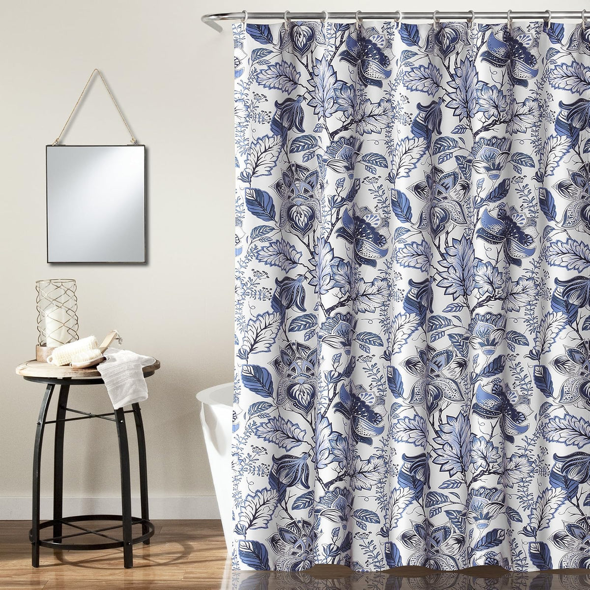 Lush Decor Blue Cynthia - Cortina de Ducha jacobea de Tela, diseño Floral, 72 x 72 Pulgadas