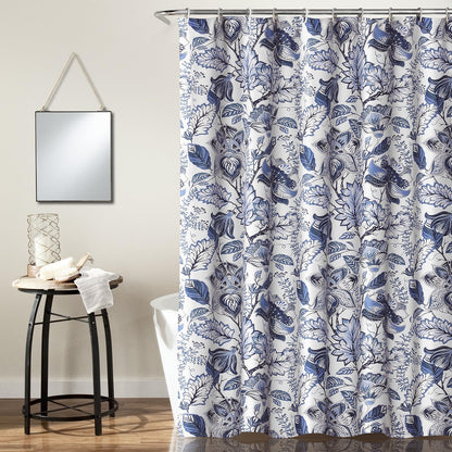 Lush Decor Blue Cynthia - Cortina de Ducha jacobea de Tela, diseño Floral, 72 x 72 Pulgadas