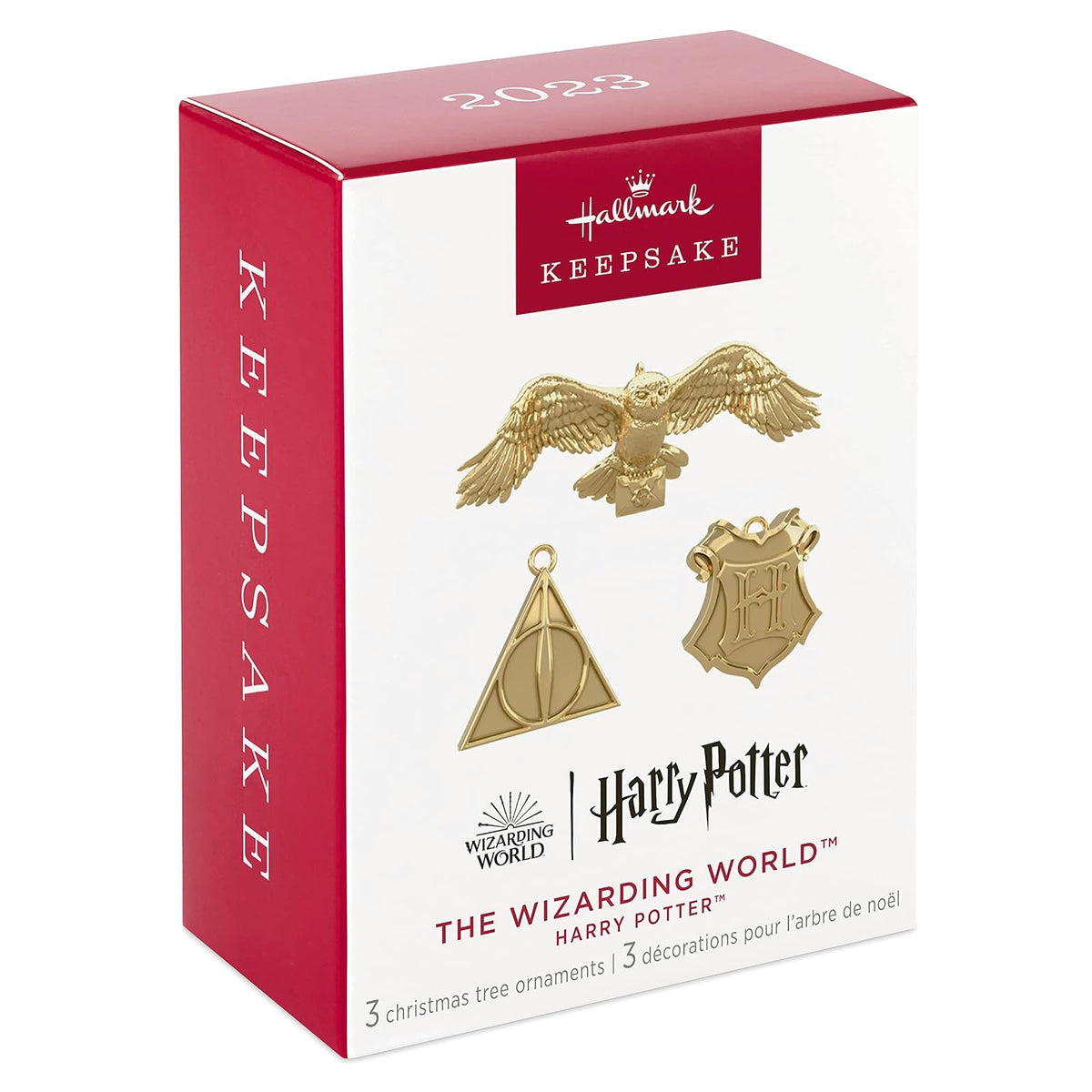 Adornos de Navidad en Miniatura Hallmark Keepsake 2023, Mundo Mágico de Harry Potter de Metal, Set de 3, Regalos para Fans de Harry Potter