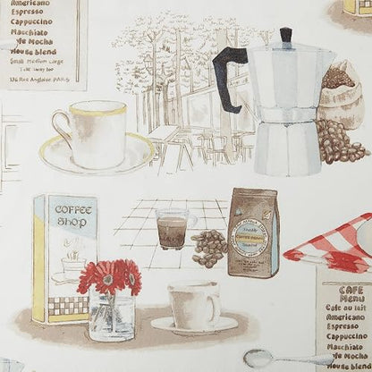 No. 918 Brew Coffee Shop - Juego de Cenefa y Niveles de Cortina de Cocina Semitransparente, 54 x 24 Pulgadas, Color Blanco