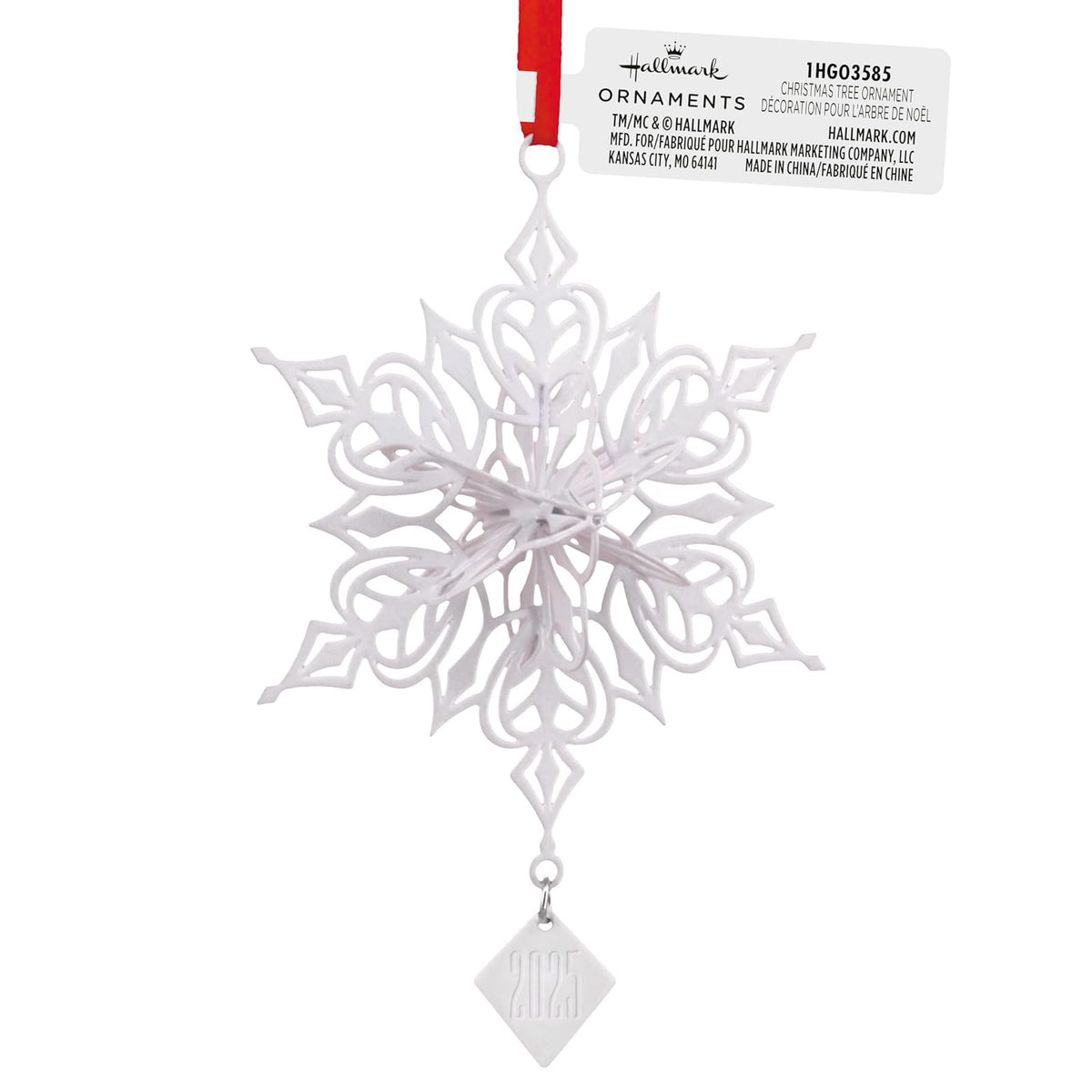 Hallmark Dimensional Copo de Nieve 2025 Adorno de Navidad, Copo de Nieve