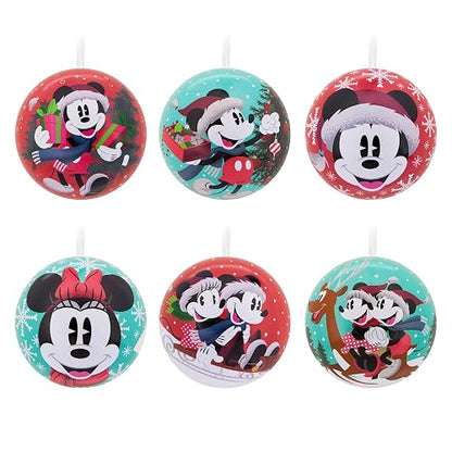 Hallmark Disney Mickey Mouse y Disney Minnie Mouse Adornos de Navidad, Bola de Lata, Juego de 12
