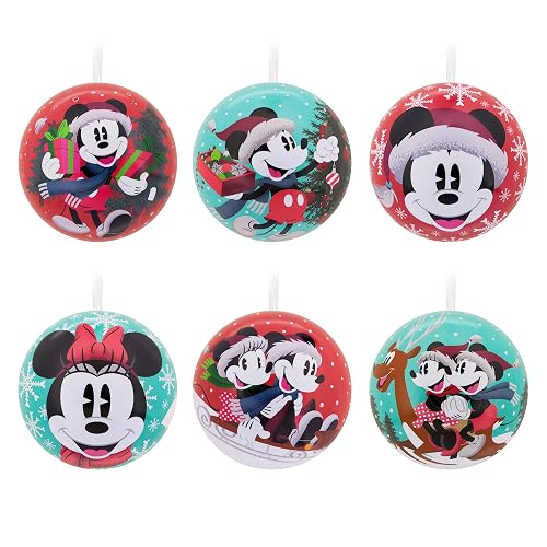 Hallmark Disney Mickey Mouse y Disney Minnie Mouse Adornos de Navidad, Bola de Lata, Juego de 12