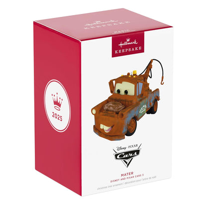 Hallmark - Adorno navideño de Recuerdo 2025, Disney/Pixar Cars 3 Mater con Sonido y Movimiento, Regalos para fanáticos de Disney