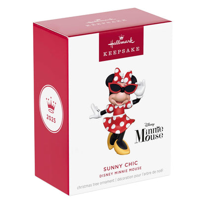 Hallmark - Adorno navideño de Recuerdo 2025, Disney Minnie Mouse Sunny Chic, Regalos para Fans de Disney