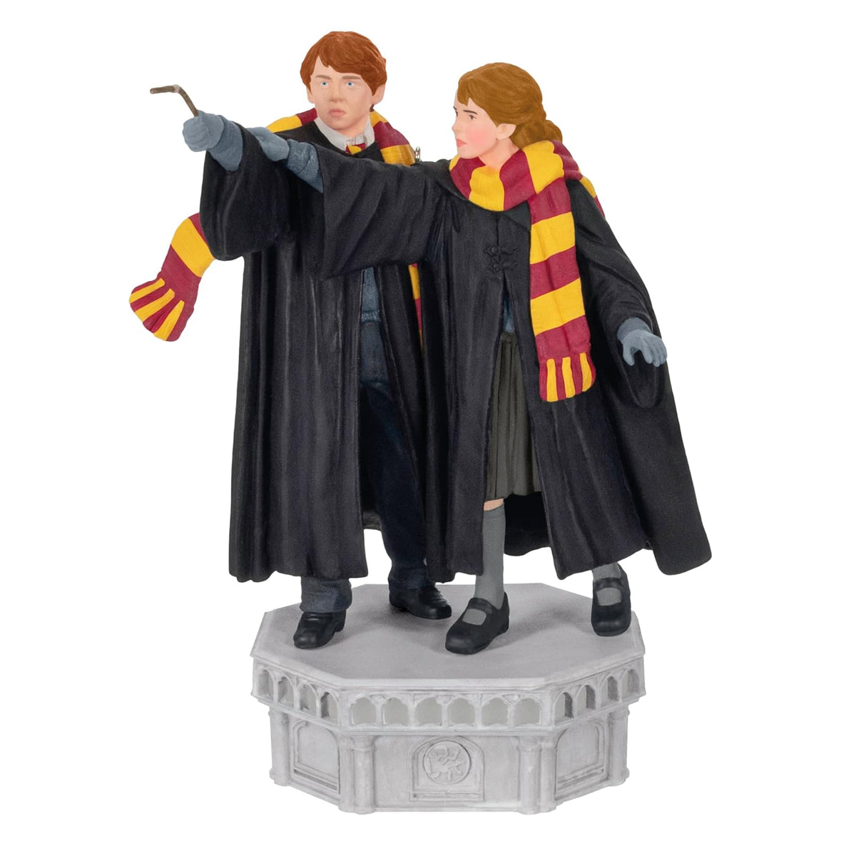 Hallmark - Adornos de Navidad de Recuerdo de Harry Potter y la colección de la Cámara de los Secretos Ron Weasley y Hermione Granger con luz y Sonido, Regalos para los Fans de Harry Potter