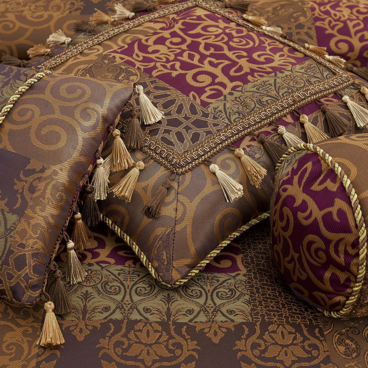 Chezmoi Collection Amelia - Juego de edredón de 9 Piezas con diseño Floral Jacquard Patchwork, Queen, Multicolor