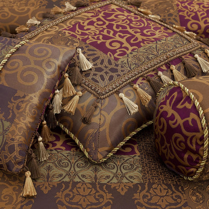 Chezmoi Collection Amelia - Juego de edredón de 9 Piezas con diseño Floral Jacquard Patchwork, Queen, Multicolor
