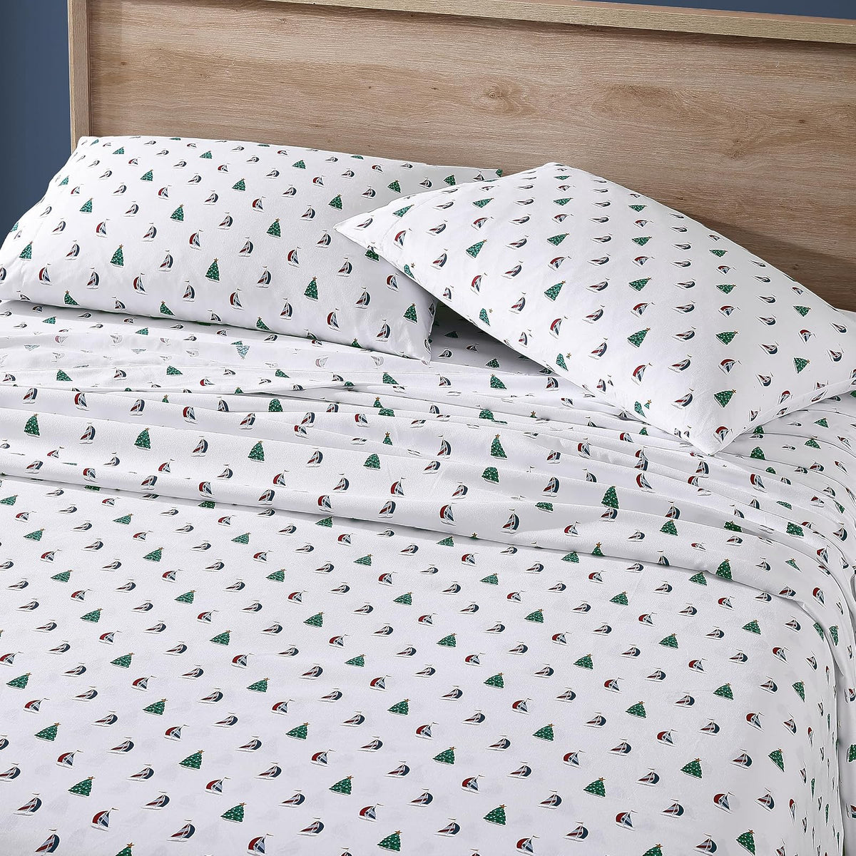 Nautica - Juego de sábanas Individuales, Juego de Ropa de Cama de Franela cepillada, Suave y Acogedor (Velas de día Festivo, Individuales)