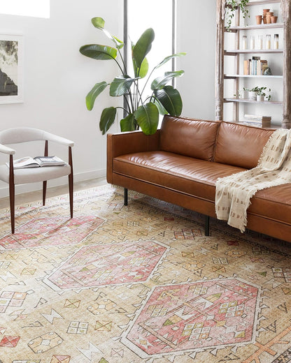 Loloi Rugs Skye - Alfombra Decorativa Estilo Vintage - Gold - Blush - 5' x 2' (Rectangular)
