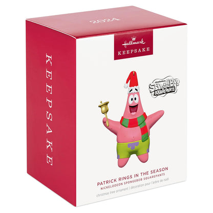 Hallmark - Adorno navideño de Recuerdo 2024, Nickelodeon Bob Esponja Pantalones Cuadrados Anillos de Patrick en la Temporada, Regalos de Dibujos Animados