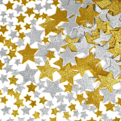Pegatinas de espuma con purpurina - Estrellas - Plata y Oro