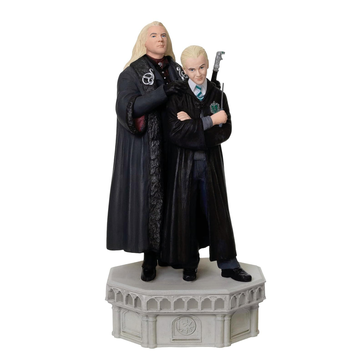 Hallmark - Adorno navideño de Recuerdo 2025, Harry Potter y la colección de la Cámara de los Secretos Lucius y Draco Malfoy con luz y Sonido, Regalos para los Fans de Harry Potter
