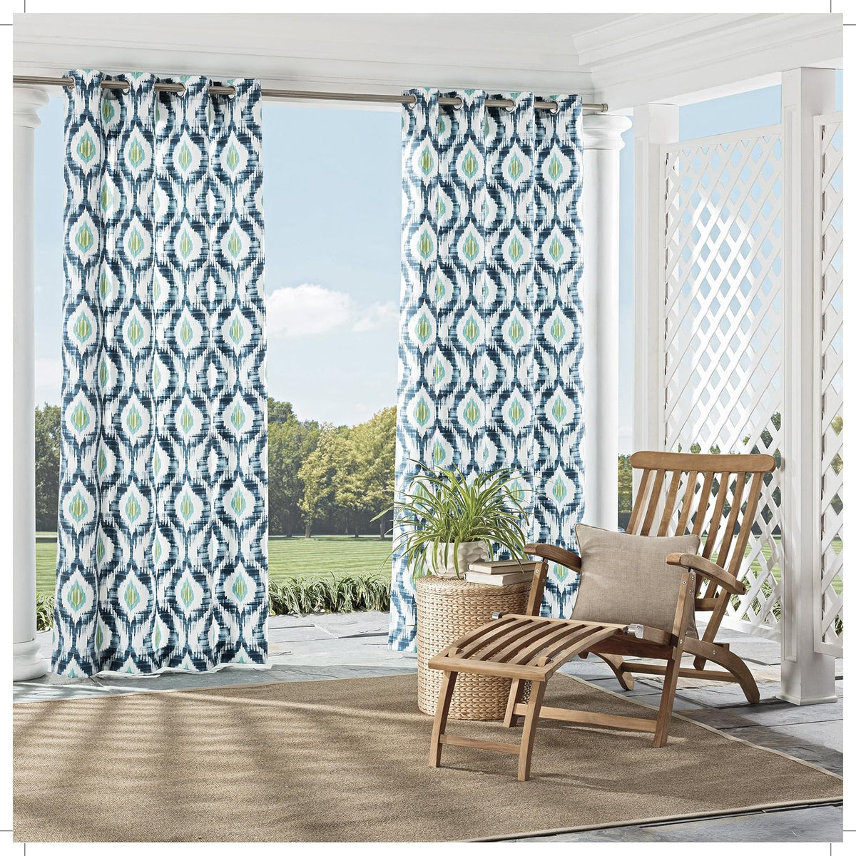 Parasol 15933052084IND Barbados Panel de Cortina para Ventana Individual de Interior/Exterior de 52 Pulgadas por 84 Pulgadas, Color índigo, Índigo, 52" x 95", 1, 1