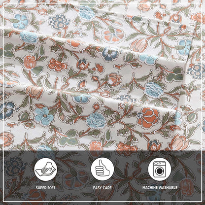 Wrangler - Juego de sábanas de Cama Queen, Sedoso y Ligero, sábanas de Cama Floral, Inspirado en la Piedra Amarilla, Esenciales para recámara (Beige Floral hacia el Oeste, Queen)