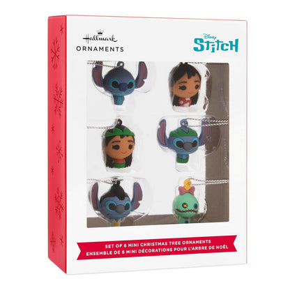 Hallmark Disney Lilo and Stitch Adornos navideños en Miniatura, Juego de 6 Unidades