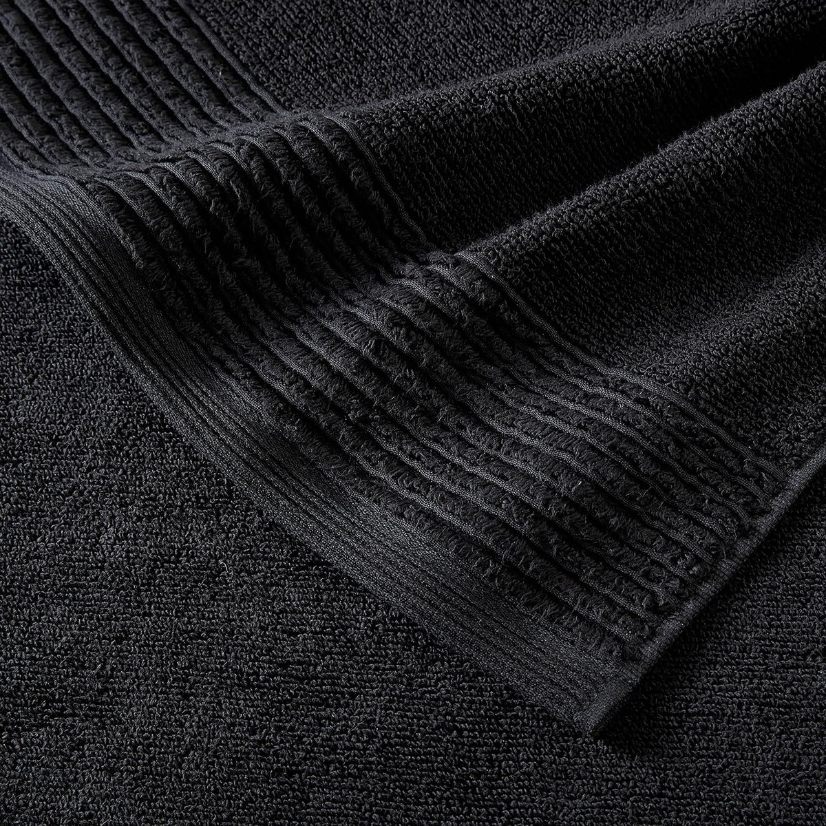 Vera Wang - Toallas de baño, Altamente absorbentes y súper Suaves, Esenciales de baño, Certificado Oeko-Tex, (Plisado esculpido, Negro, 6 Piezas)