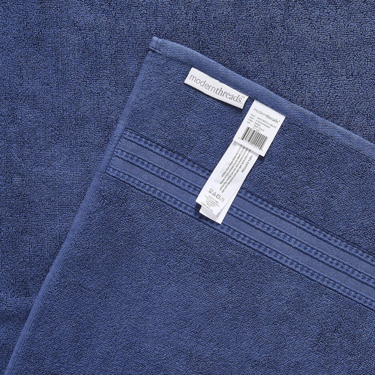 Amrapur Overseas | Artesia Damask 6 Piece Reversible Yarn Dyed Jacquard Towel Set (Indigo)