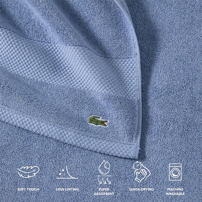 Lacoste Heritage Supima - Toalla de Mano de algodón, Tela Vaquera Ligera, 16 x 30 Pulgadas