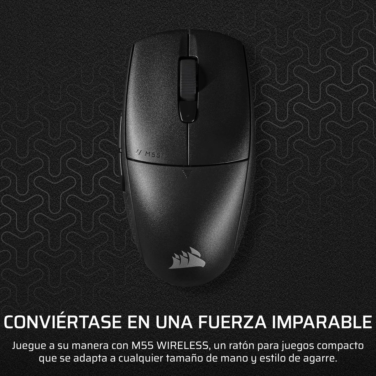 Corsair M55 Wireless Ratón Ligero para Juegos FPS – 2.4GHz & Bluetooth – 24,000 PPP – Batería de Larga Duración – Seis Botones Programables – Empuñaduras Laterales Texturizadas – Negro