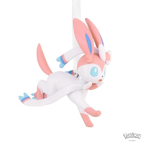 Hallmark - Adornos de Navidad de Pokémon Sylveon, Regalos para Jugadores | Construcción de plástico duradero, accesorio de suspensión para exhibición, artículo individual, 1 x 3 pulgadas