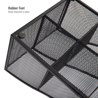 Mind Reader Cup and Condiment Station, Countertop Organizer, Coffee Bar, Kitchen, Metal Mesh, 8.5"L x 14.5"W x 5.25"H, Black