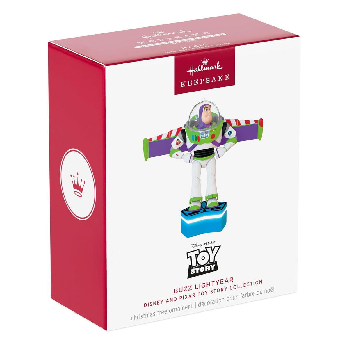 Hallmark - Adorno navideño de Recuerdo 2025, colección Disney/Pixar Toy Story Buzz Lightyear con luz y Sonido, Regalos para fanáticos de Disney
