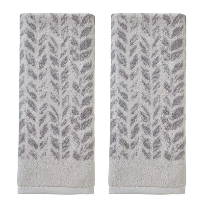 SKL Home by Saturday Knight Ltd. Toalla de Mano de Hojas envejecidas, Gris, 16 x 26 Pulgadas, 2 Unidades (Paquete de 1)