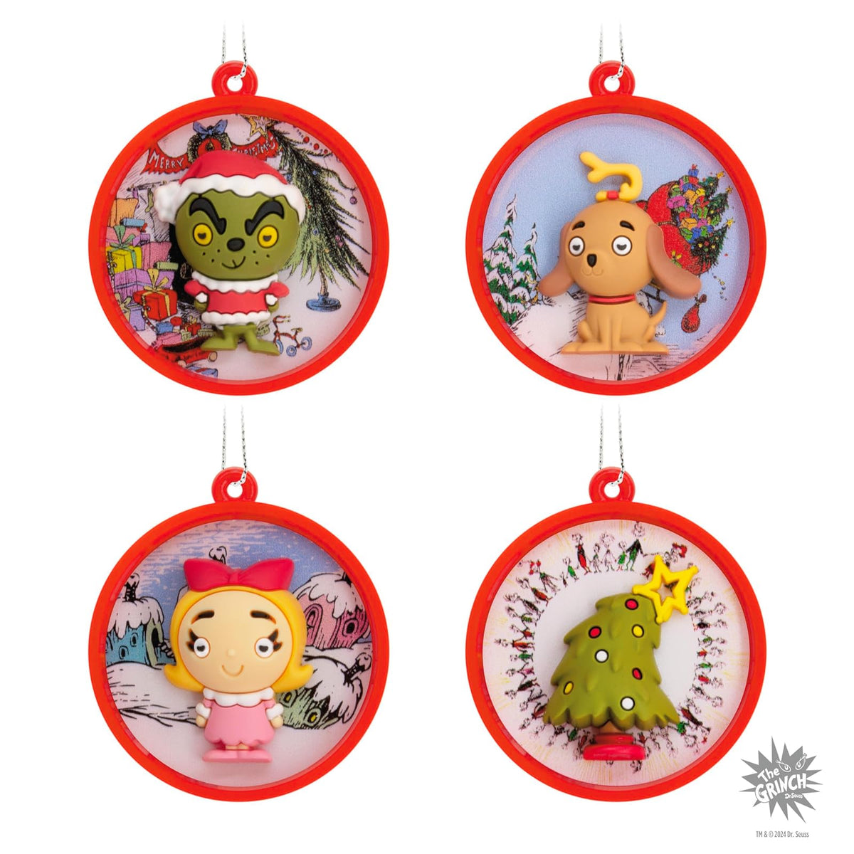 Hallmark Dr. Seuss's How The Grinch robó la Navidad Scenes Mini Adornos de Navidad, irrompibles, Juego de 4