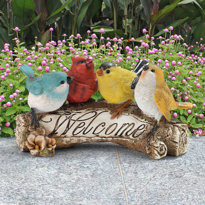 Design Toscano QM223531 - Letrero de para Interiores y Exteriores, Estatua de pájaros de jardín, 4 Pulgadas de Ancho, 10 Pulgadas de Profundidad, 5 Pulgadas de Alto, Multicolor