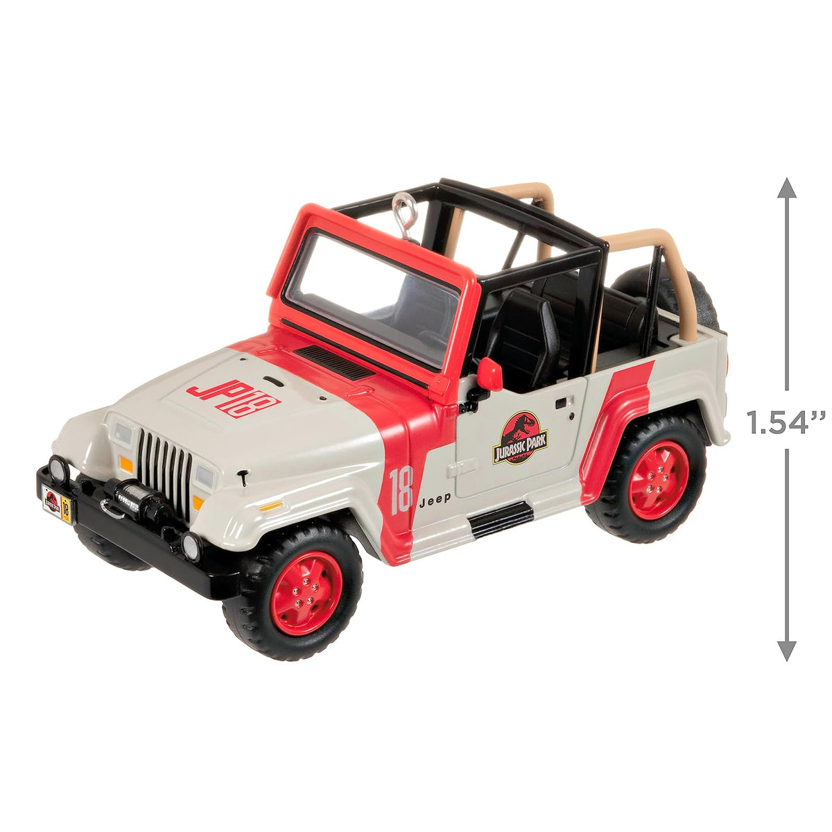Hallmark - Adorno de Navidad 2023, The Car's The Star Jurassic Park 1992 Jeep Wrangler, Adorno de Metal, Regalos de película