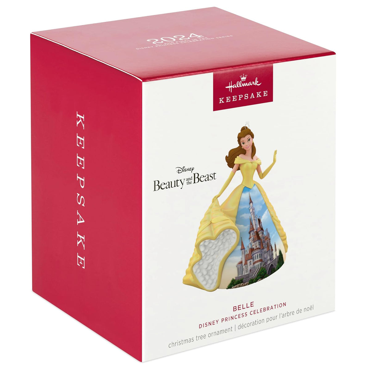 Hallmark - Adorno navideño de Princesa Disney 2024, Bella de celebración, Bella y la Bestia, Porcelana