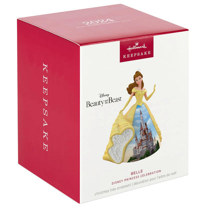 Hallmark - Adorno navideño de Princesa Disney 2024, Bella de celebración, Bella y la Bestia, Porcelana