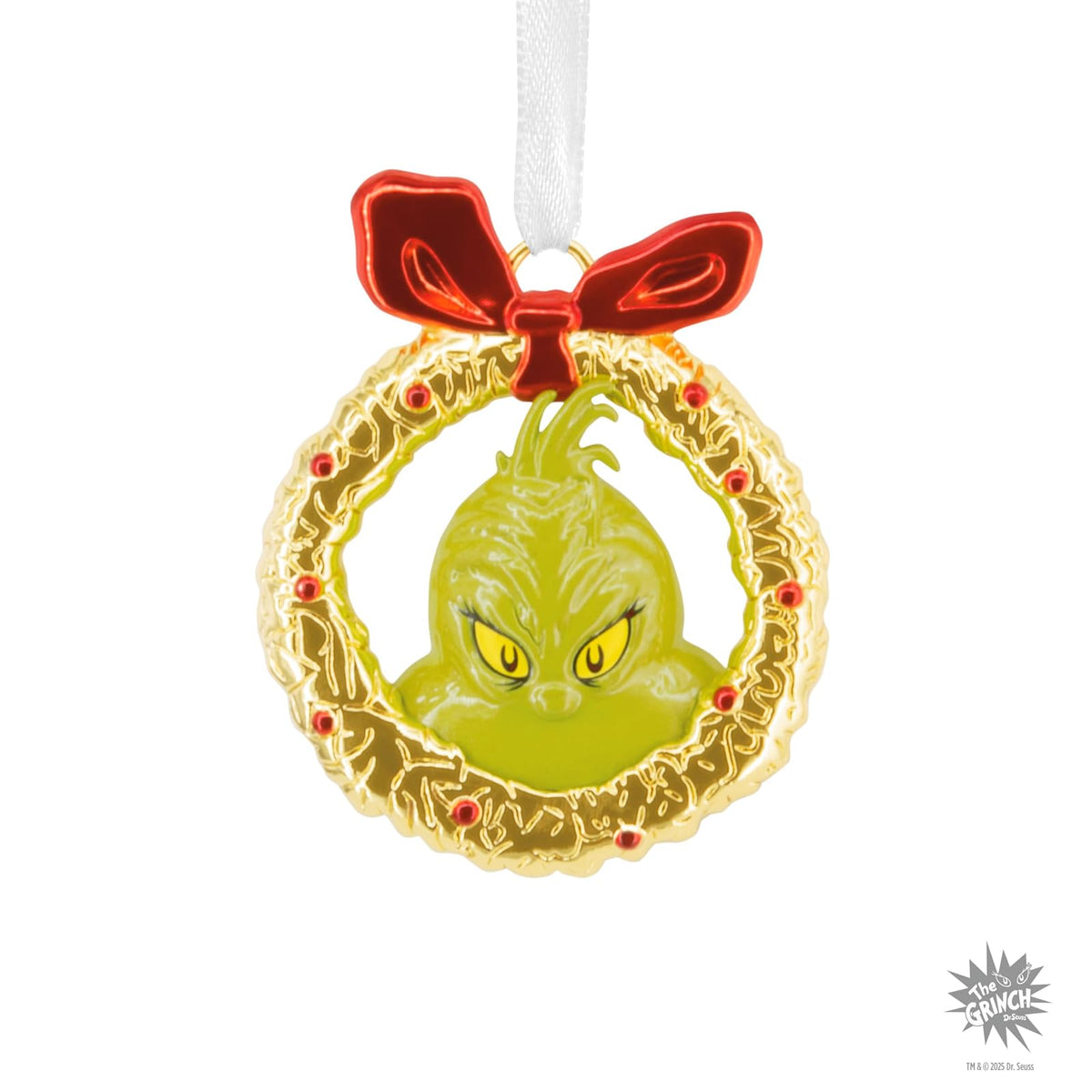 Hallmark Dr. Seuss's How The Grinch robó la Navidad Grinch en Corona de Adorno de Navidad, Metal, Regalos para los fanáticos del Dr. Seuss