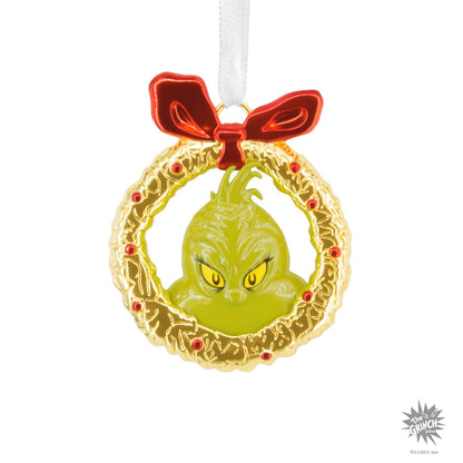 Hallmark Dr. Seuss's How The Grinch robó la Navidad Grinch en Corona de Adorno de Navidad, Metal, Regalos para los fanáticos del Dr. Seuss
