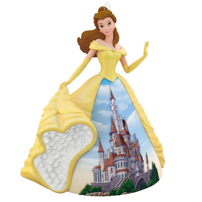 Hallmark - Adorno navideño de Princesa Disney 2024, Bella de celebración, Bella y la Bestia, Porcelana