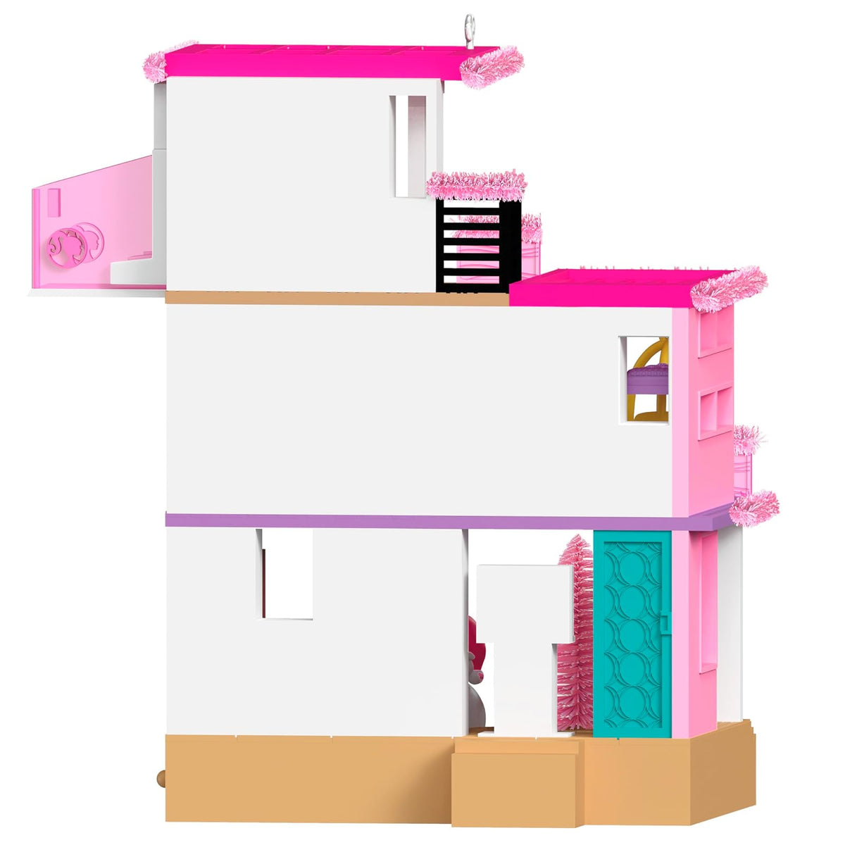 Hallmark - Adorno navideño de Recuerdo 2025, Barbie Merriest Dream House Musical con luz, Regalos para los Fans de Barbie
